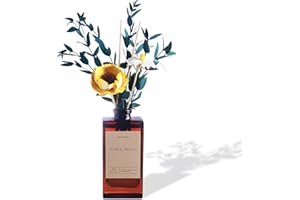 Aeeteek Reed Diffuser Set - Lime Citrus Basil Essential Oil, 5.07oz/150ml Sweet Fruity Aroma Oils Scents with Dry Flower Decoration, Home Fragrance for Large Room Bathroom Office Shelf Decor