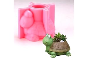 Anjetan 3D Tortoise Silicone Flower Pot Molds, Candle Pen Holder Mold Storage Box, Turtle Succulent Planter Concrete Molds DIY Cactus, Plaster Cement Clay Resin Craft Home Decor