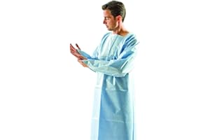 Graham Medical 86795 Protective Gown - Disposable, Thumb Loop, OTH Easy-Tear Neck, Spunbond/Poly OSFM 42" x 46" Blue 50/CS AAMI 2