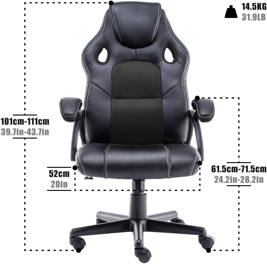 play haha Office Chair,Ergonomic High Back Seat With Breathable Mesh Insert Padded Armrests Durable Base Lumbar Support Faux Leather Surface For Gaming Home Or Office Use Gaming Chair - Image 3
