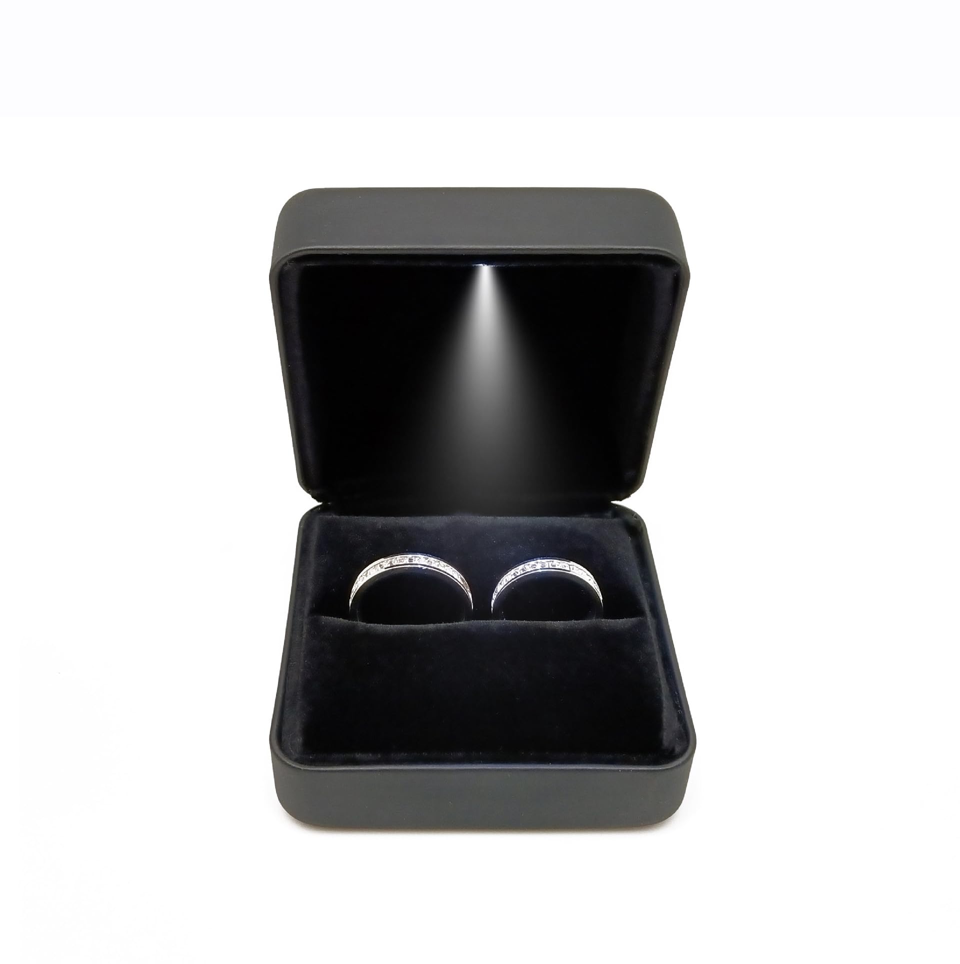 Omeet Big Size Metal Glossy LED Jewelry Gift Box Ring Jewelry Exhibition - Suitable for a pair of rings