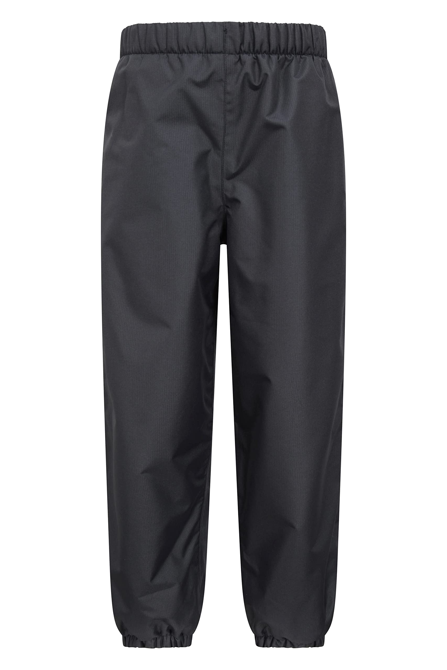 Mountain Warehouse Ripstop Kids Waterproof Fleece Lined Trousers - Breathable & Elasticated Bottoms with Taped Seams for Boys & Girls - for Autumn Winter & Wet Weather Black Kids Size 5-6 Years