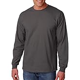 Gildan Mens Plain Crew Neck Ultra Cotton Long Sleeve T-Shirt (XL) (Charcoal)