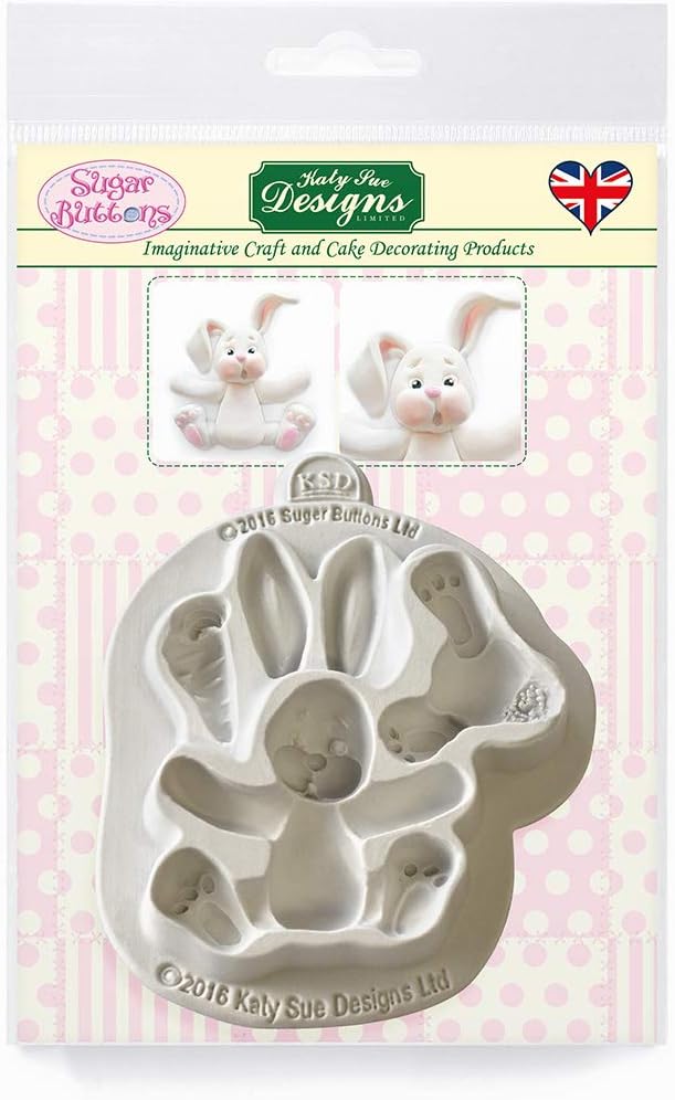 Rabbit Silicone Mold for Cake Decorating, Crafts, Cupcakes, Sugarcraft, Candies, Card Making and Clay, Food Safe Approved, Made in The UK, Sugar Buttons by Kathryn Sturrock