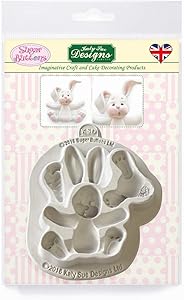 Rabbit Silicone Mold for Cake Decorating, Crafts, Cupcakes, Sugarcraft, Candies, Card Making and Clay, Food Safe Approved, Made in The UK, Sugar Buttons by Kathryn Sturrock