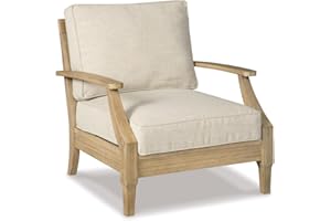 LEVI STRAUSS SIGNATURE GOLD Signature Design by Ashley Clare View Outdoor Lounge Chair, All-weather Foam Cushion, Protective Finish, Eucalyptus Wood , 30" W x 35" D x 32" H, Beige