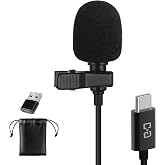 USB-C &amp; USB-A Lavalier Microphone for Smartphones &amp; Computers, 6.6 ft | Omnidirectional Clip-on Mic for iPhone 17/16/15, Samsung, Google, OnePlus and PCs, Ideal for YouTube, Interviews and Podcasts