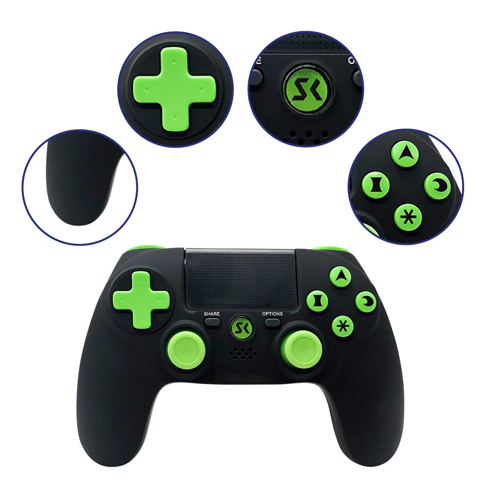 PS4 Controller Wireless Dual Vibration Gamepad for Sony Playstation 4 Pro Gaming Remote Control Support PC (Black-Green)