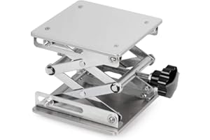 stonylab 6 x 6 inch Lab Scissors Jack, 150 x 150mm Stainless Steel Laboratory Support Jack Platform Lab Lift Stand Table, Expandable Lift Height Range from 75mm to 260mm, Support Weight 10KG