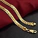 Fashion 18K Gold Plated Stainless Steel Flat Necklace Chain Women Men Jewelry