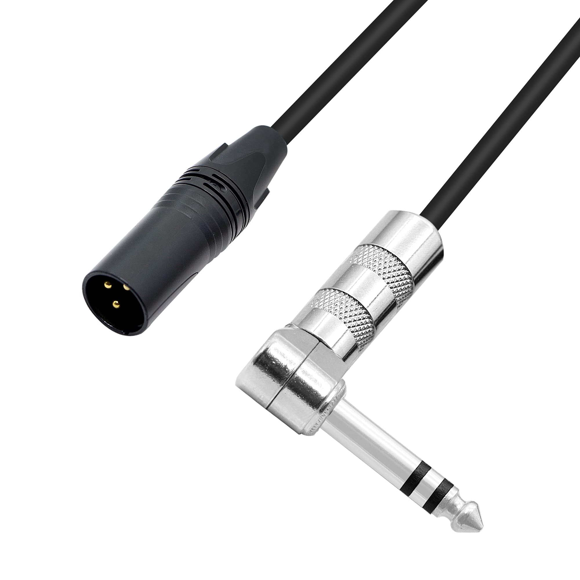 PNGKNYOCN 1/4 to XLR Cable 90 Degree Right Angle 6.35 mm TRS Male Plug to XLR Male Plug Audio Stereo Microphone Cable for Speakers, Stage, DJ and More (0.5M)