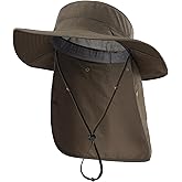 Home Prefer UPF 50+ Sun Hats for Men Women Wide Brim Fishing Hat with Neck Flap Summer Safari UV Protection Bucket Hat