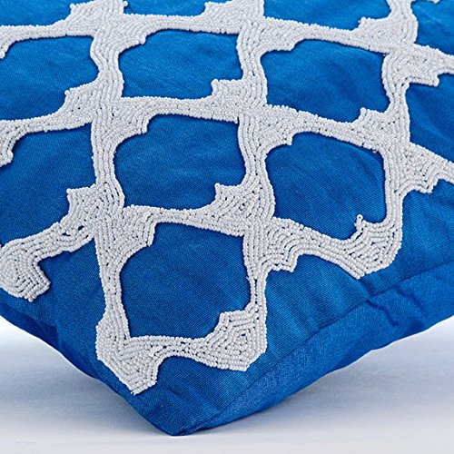Royal Blue Pillow Cases, Beaded Lattice Trellis Pattern Arabic Theme