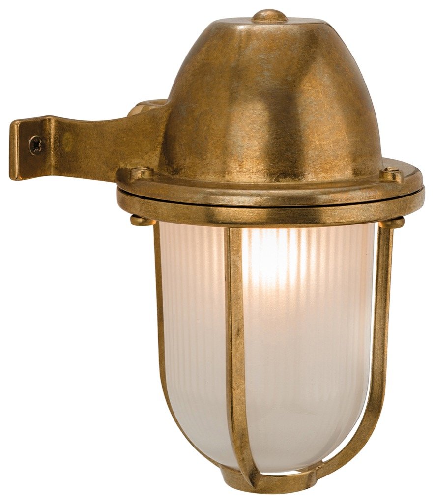 Firstlight 3435BR 42W Nautic Wall Light, Brass with Frosted Glass