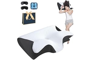 NARLANA Cervical Pillow, Sleep Apnea Pillow, Ergonomic Cervical Memory Foam Pillows for Snoring Relief&Better Breathing, Neck Support Orthopedic Contour Pillows for Side Back Stomach Sleepers (Black)