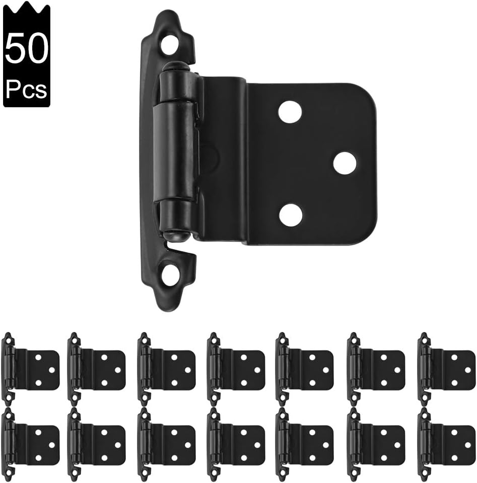 JQK 3/8 Inch Inset Door Hinges, Hinge, 50 Pack Matte