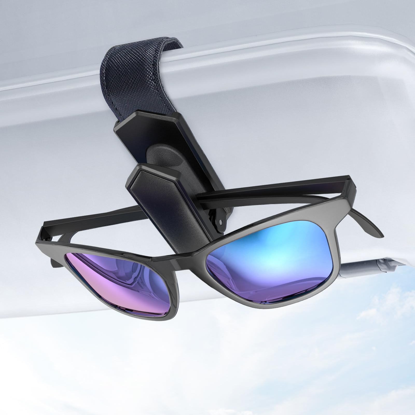 Photo 1 of Veharvim One-Handed-Operation Sunglasses Holder for Car, Visor Sunglass Holder Clip, Car Accessories Interior, Universal Fit Silicone Padded Visor Sunglass Holder Car, Unmatched Durability