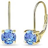 Yellow Gold Flashed Sterling Silver 6mm Round-cut Leverback Earrings Made with European Crystals
