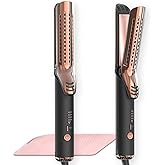 MESCOMB Dual-Voltage Curling Iron - 360° Airflow Styler Curling Iron 1 1/2 inch, Titanium Hair Straightener and Curler 2 in 1 for Women, for Lasting Curls, 4 Temps, Europe Travel 110V-240V