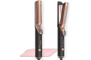 MESCOMB Dual-Voltage Curling Iron - 360° Airflow Styler Curling Iron 1 1/2 inch, Titanium Hair Straightener and Curler 2 in 1 for Women, for Lasting Curls, 4 Temps, Europe Travel 110V-240V