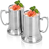 Goaste 2 Packs Tankard Style Beer Mugs, 20 OZ Double Walled Stainless Steel Beer Stein, Heat Insulated Coffee Mug Tumblers with Big Grip Handle for Hot or Cold Beverages, Milk, Tea, Bar Drinkaware