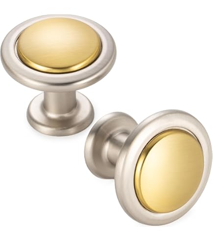Leulan 10 Pack Kitchen Cabinet Handles Brushed Nickel And Gold Cabinet