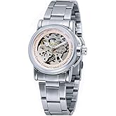 SENRUD Women's Automatic Watches Lady's Stainless Steel Skeleton Waterproof Automatic Wrist Watches Gift for Women