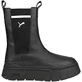PUMA Womens Mayze Stack Round Toe Pull On Platform Chelsea Casual Boots Mid Calf Low Heel 1-2" - Black - Size 6 M