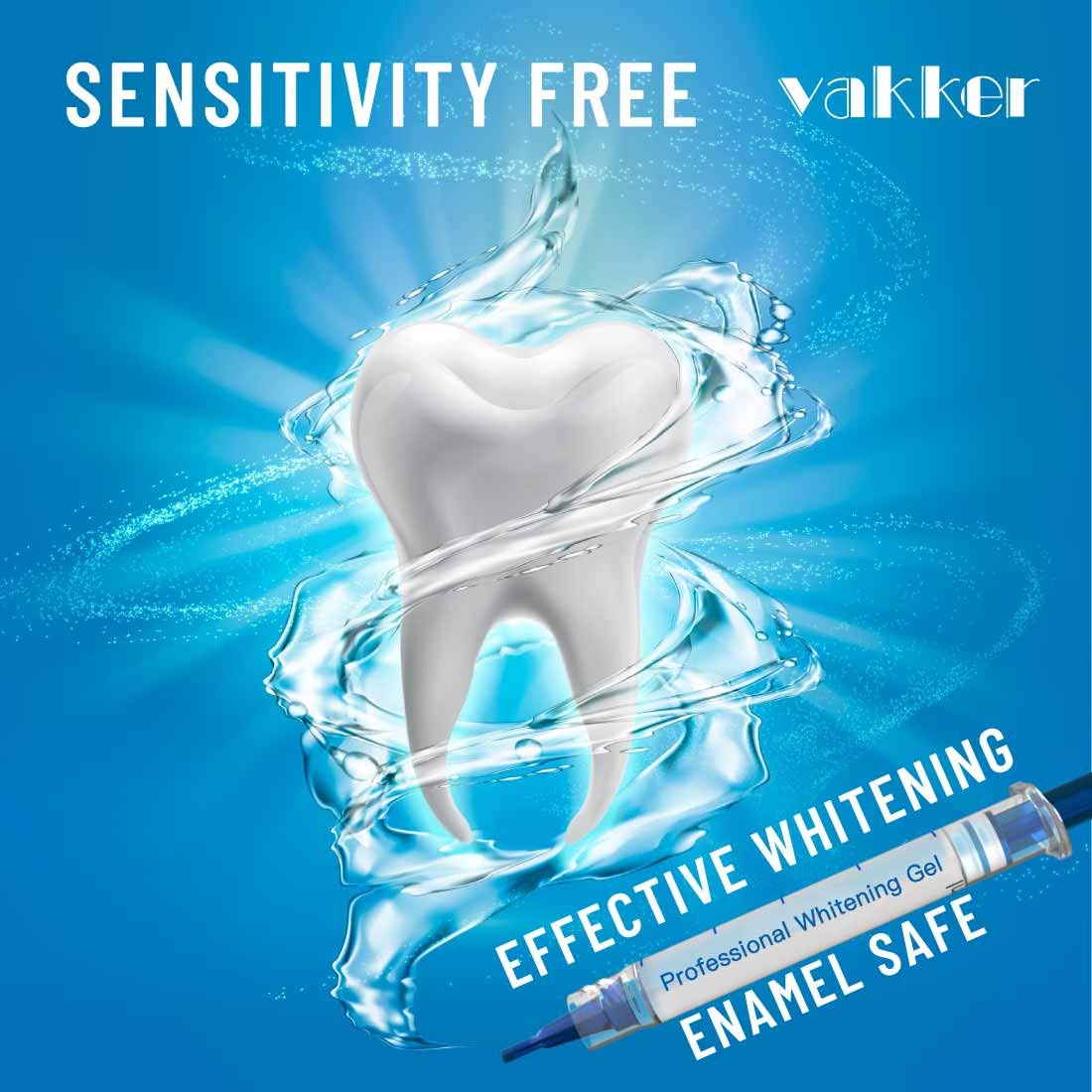 Vakker Teeth Whitening Kit with LED Light, 10min Fast-Result Teeth Whitener, 3 Non-Sensitive 35% Carbamide Peroxide Teeth Whitening Gel Pen and Tray to Help Remove Teeth Stain from Coffee Drinks Food: Beauty