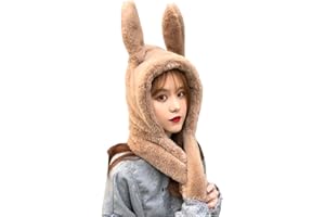 YEKEYI Winter Warm Beanie Pop Up Ears Plush Hat Ear Moving Jumping Rabbit Hat Bunny Cap for Women Girls