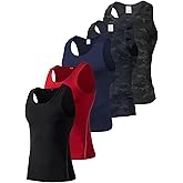 LANDUNSI 5 Pack Men's Compression Shirts Sleeveless Camouflage Athletic Workout Tank Top Sports Baselayer Running Undershirt