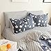 HighBuy Floral Bedding Duvet Cover King Dark Blue Floral Shabby Chic Boho Cotton Floral Comforter Cover King with 2 Pillow Shams Striped Aesthetic Bedding Set King with Zipper Closure