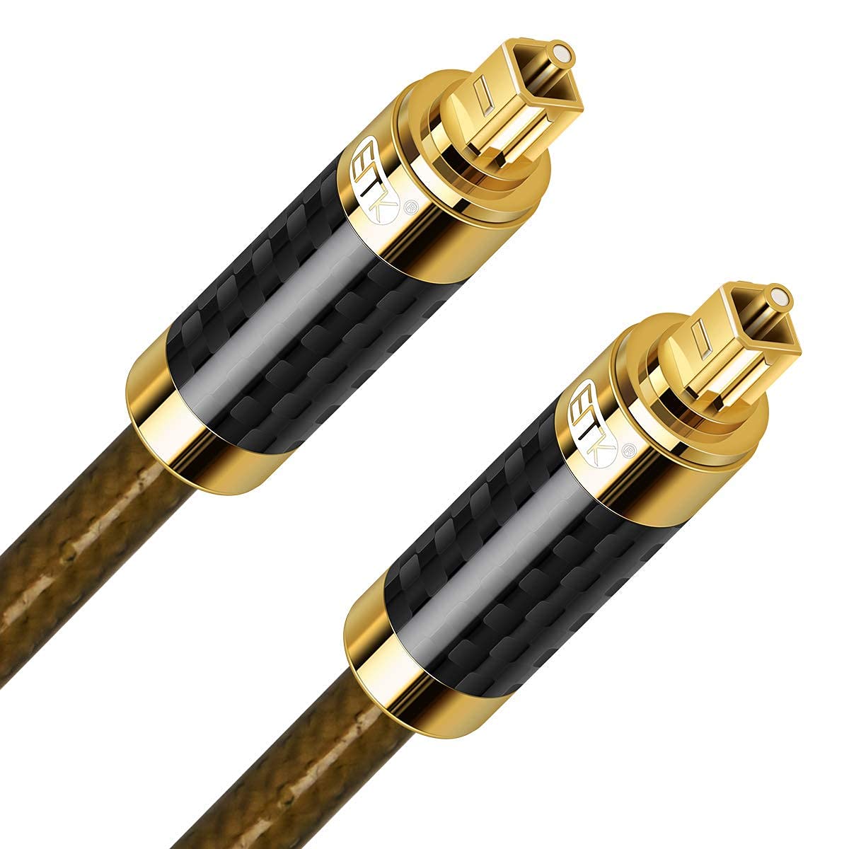 EMK Optical Audio Cable, 1M Carbon Fiber Shell Audio Cable Digital Toslink Optical Cable S/PDIF Toslink Connectors Compatible With Playstation, Sound Bar, Home Theater, Surround Sound Systems