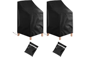 2 Pack Patio Chair Cover Stackable,210D Waterproof Outdoor Chair Cover UV-Coated Polyester Outdoor Furniture Covers for All-W