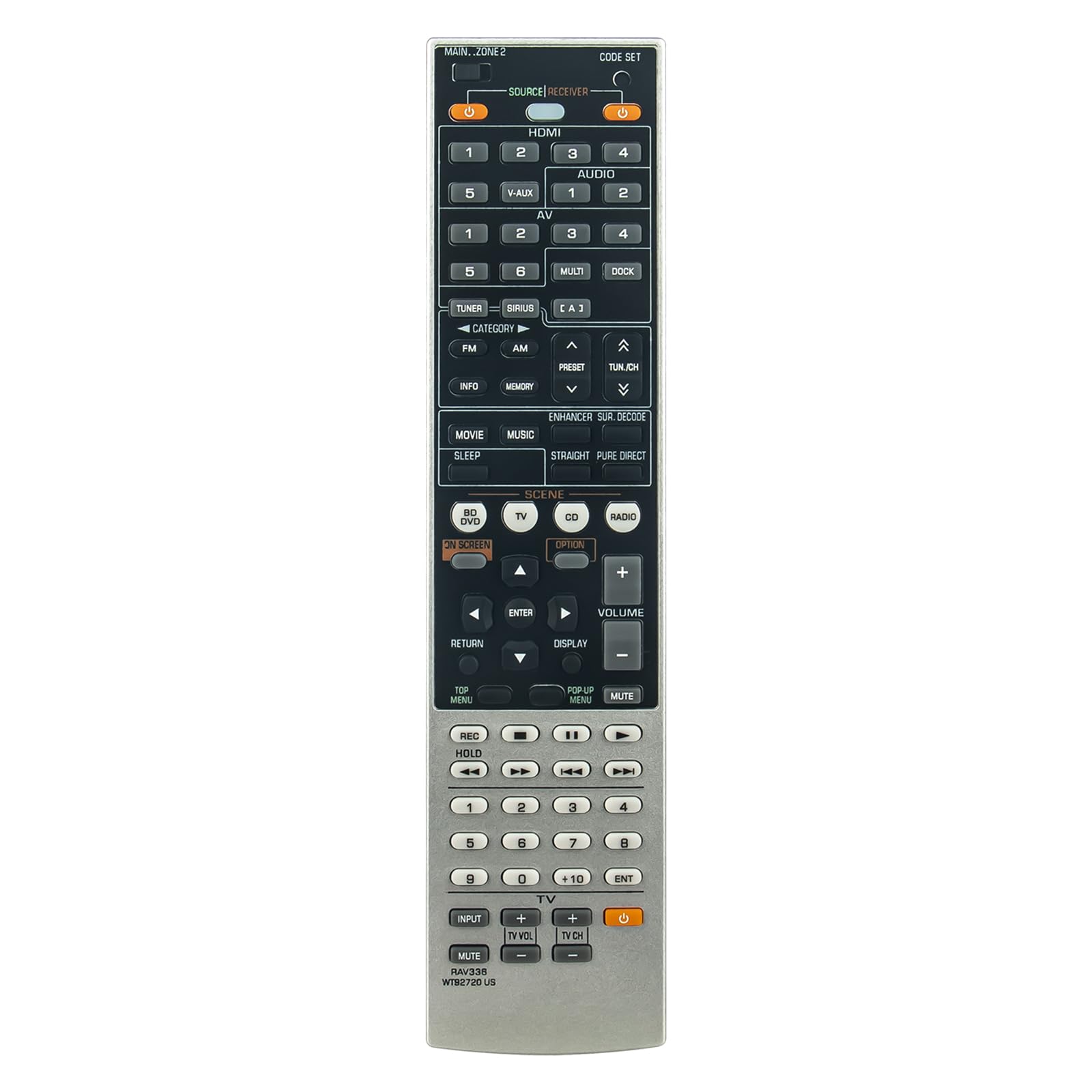 Photo 1 of Econtrolly RAV336 WT92720US Replaced Remote Control fit for Yamaha AV Receiver Rx-a700 Rx-v667 HTR6063 HTR-6060 HTR-6080 RX-V611 RX-V661 RX-V861
