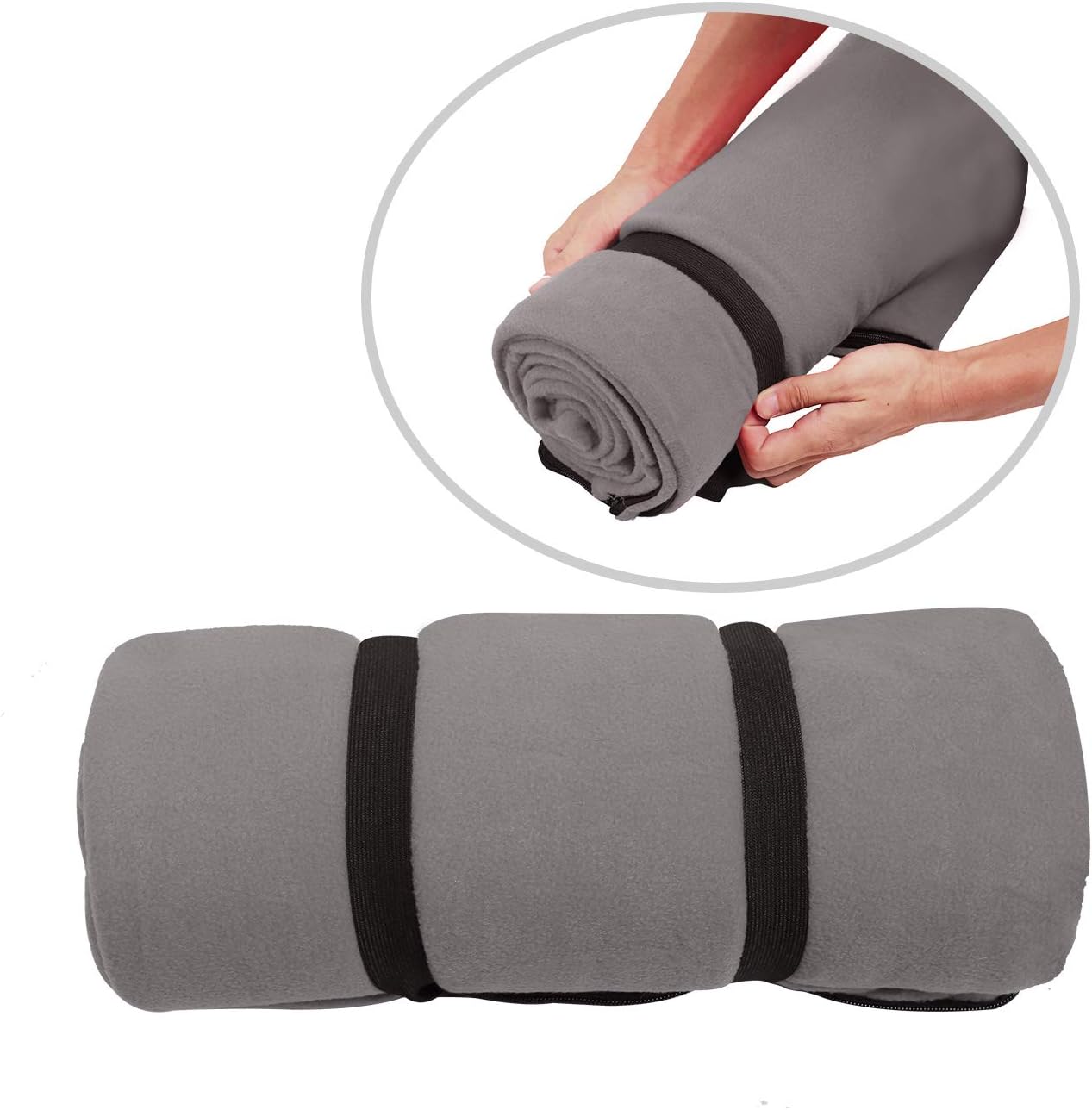 REDCAMP Fleece Sleeping Bag Liner with Hood, Great for Adult Warm or Cold Weather, 87" Long Full Sized Zipper Camping Blanket for Outdoor, Grey: Home & Kitchen