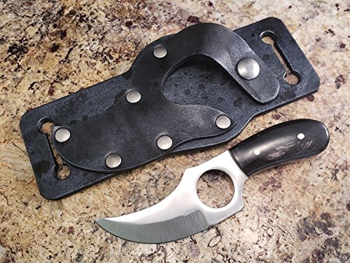 Knife and Leather Sheath Combo Deal - Fixed Blade 3.5" Stainless Steel Short Skinning Hunting Knife Concealed Carry Scout Carry Quickdraw Sheath