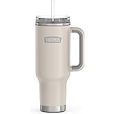 THERMOS Stainless Steel Cup Holder Mug - 40 Ounce, Sandstone - Insulated Tumbler with Lid and Straw, Plus Leak-Resistant Slide Lock