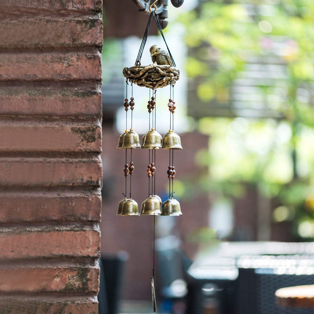 Gardenvy Bird Nest Wind Chime, Bird Bells Chimes with 12 Wind Bells for Glory Mother’s Love Gift, Garden Backyard Church Hanging Decor, Bronze : Garden & Outdoor
