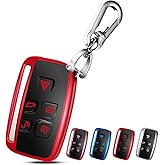 QBUC for LAND ROVER Key Fob Cover Case with Keychain for Range Rover Evoque Sport Velar Land Rover Discovery Jaguar F-Pace F-Type XE XEL XF XFL XJ Accessories (Red)