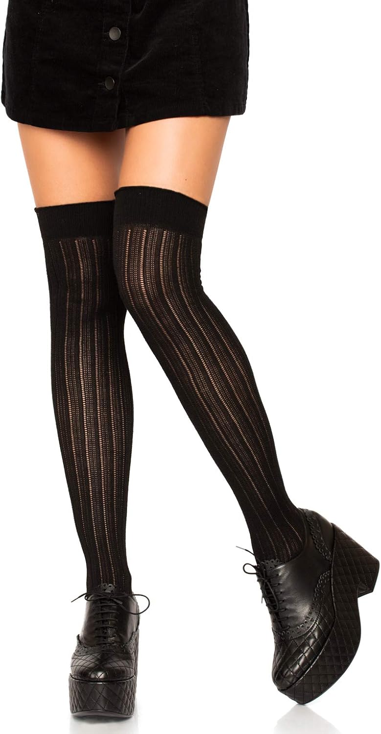 ribbed thigh high socks