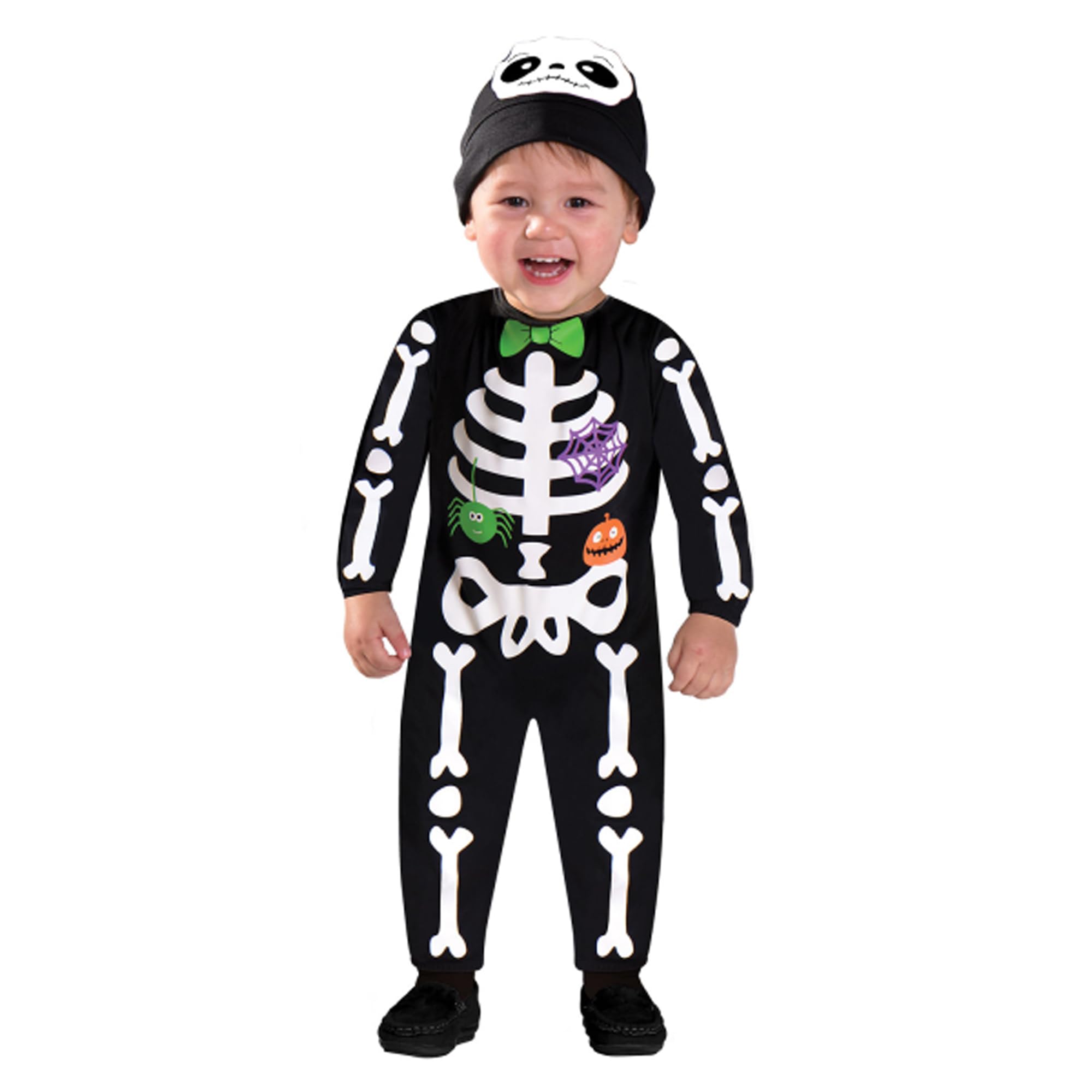 amscan 9903879 Child Toddler Baby Mini Bones Fancy Dress Skeleton Costume Haunted Halloween Outfit (Age 1-2 years)