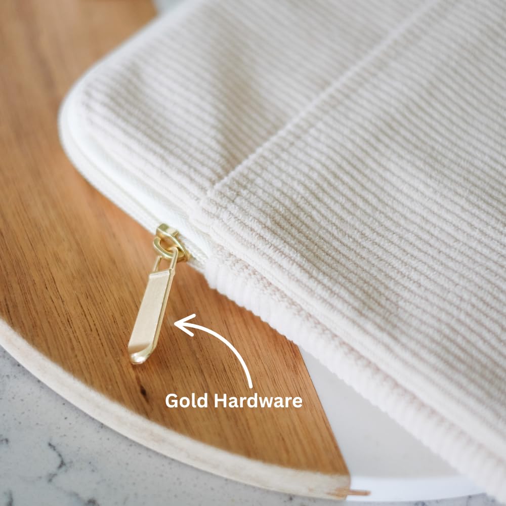 StickieTech Kindle Sleeve - Cute Corduroy 8x6.25 inch Case, Cream Kindle Pouch, 2 Pockets - Compatible with 6-7 inch E-Readers, Ideal Travel Sleeve