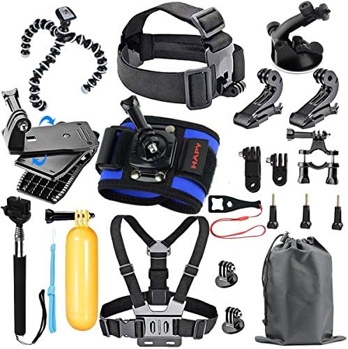 HAPY Sports Action Professional Video Camera Accessory Kit for GoPro Hero5 Black, Hero5 Session, HERO6 Black,Hero 4 Silver Black, Hero Session, Hero3+ 3 2 1, SJCAM,AKASO,Xiaomi,Camera (20-in-1)