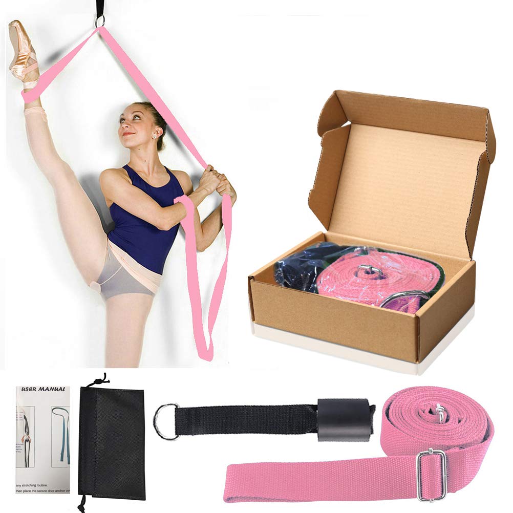 KimDaro Leg Stretcher, Door Flexibility & Stretching Leg Strap - Great for Ballet Cheer Dance Gymnastics or Any Sport Leg Stretcher Door Flexibility Trainer Premium Stretching Equipment (Pink)