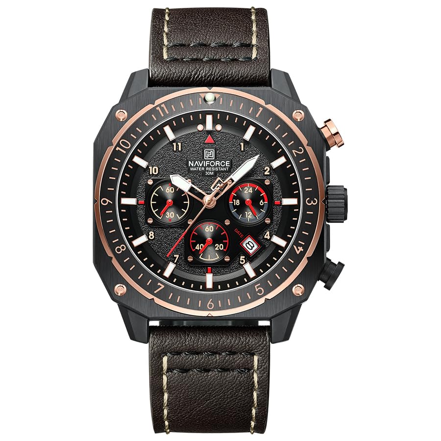 NAVIFORCE Fashion Leather Band Watches for Men