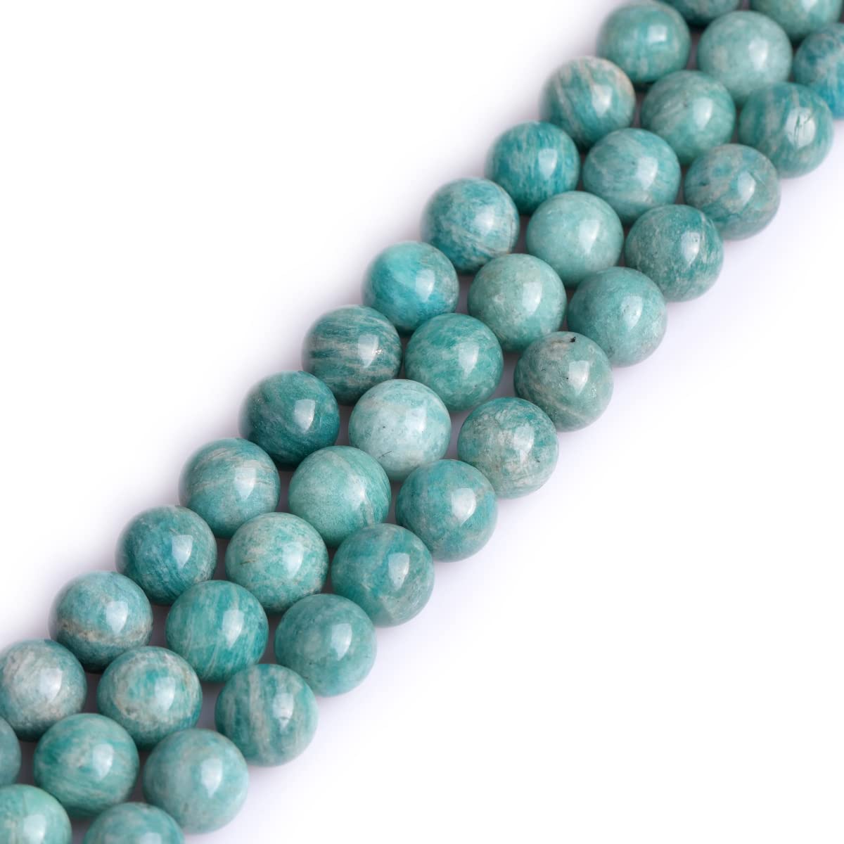GEM-Inside Natural 10mm Green Amazonite Round Gemstone Semi Precious Loose Beads for Jewellery Making 15''