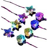 STOBOK LED Sparkle Necklaces - Light Up Necklace Bulk Glow in The Dark Flashing Star Heart Pendant Necklace for Kids Party Favors 8PCS