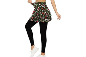 WOWENY Tennis Skirted Leggings with Pockets for Women Active Skort Athletic Ruffle Pleated Golf Skapri with Skirt