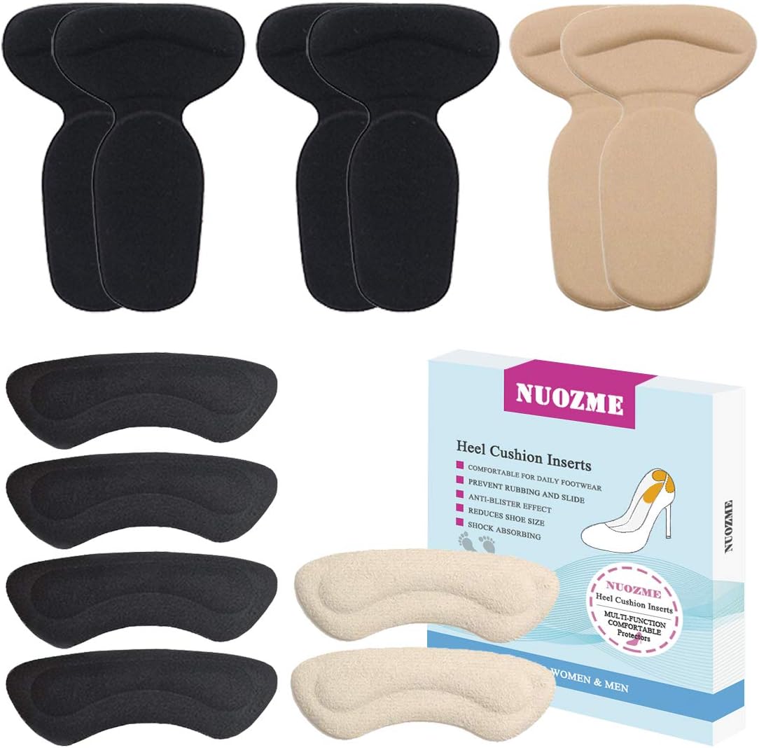Heel Grips Heel Cushion Inserts Reusable Self-Adhesive Non-Slip Heel Pads Liners for Men's and Women's Loose Shoes, Preventing Heel Slipping, Rubbing, Comfortable Shoe Pads Inserts -6 Pairs